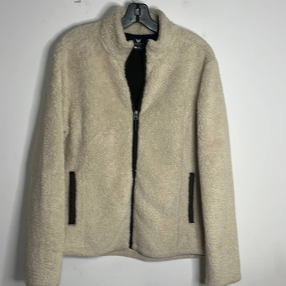 White Sierra Jacket Women's Size L Teddy Bear Fleece Front Zip Jacket